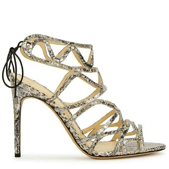 Alexandre Birman Melody Gold Cage Heel SZ 37 - Picture 1 of 4